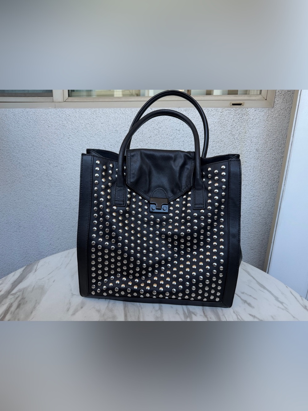 Loeffler Randall Work studded leather tote bag.